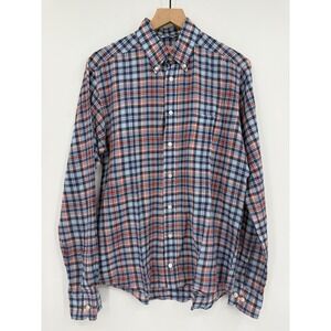 Eton Shirt Mens Large 42 16 1/2 Blue Plaid Slim Fit Button Down Long Sleeve
